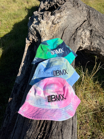 New RIM Tie-Dyed Bucket Hat with Just BMX Embroidery