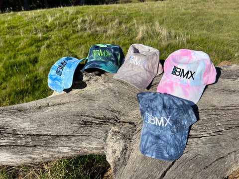 New RIM Unstructured Tie-Dyed Dad Hat with Just BMX logo