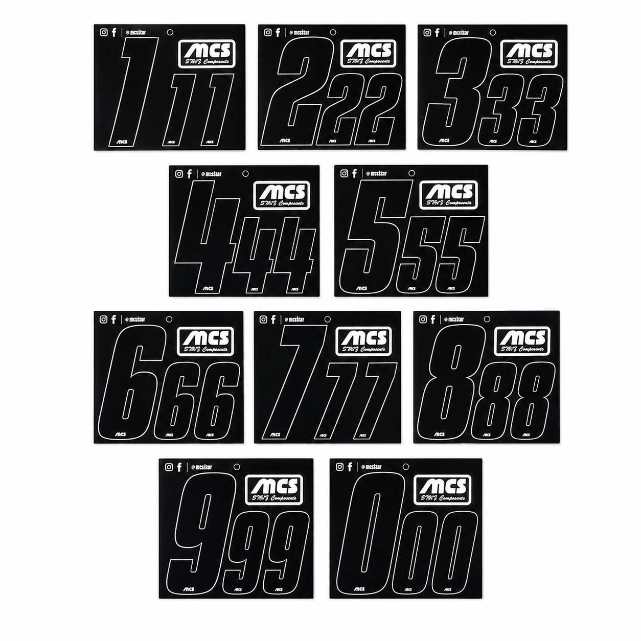 MCS Front Plate Number 1x3" and side plate numbers 2x2"